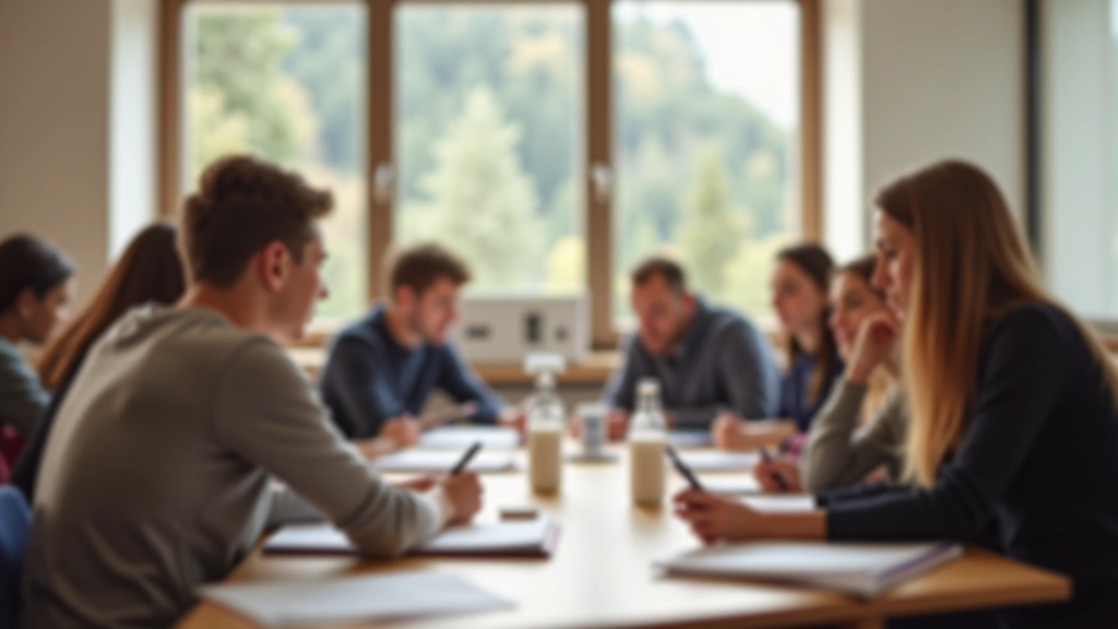 Aula di lezioni di tedesco moderna in Alto Adige con studenti impegnati