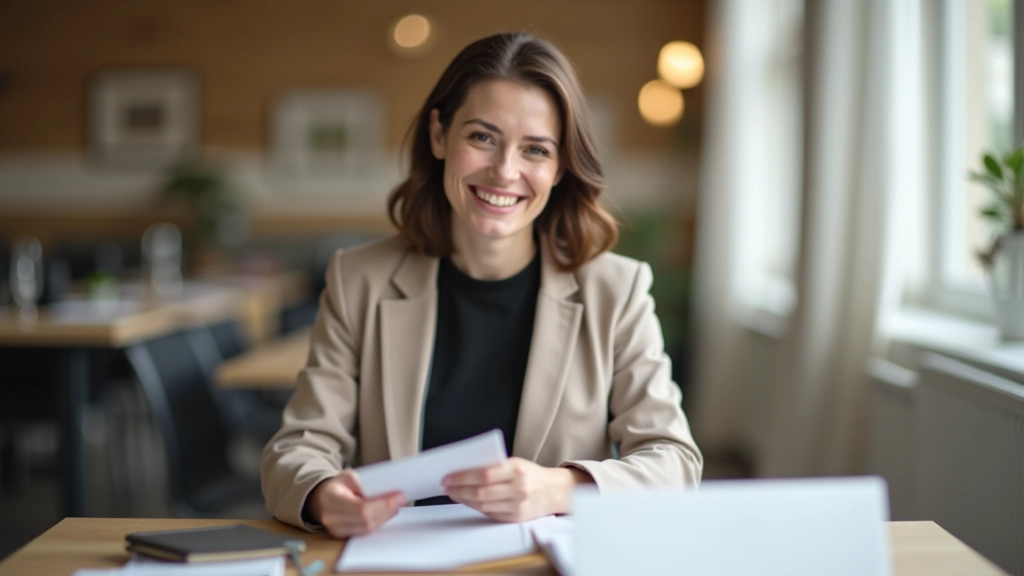 Persona in ambiente professionale con documenti e laptop, rappresentazione del tedesco commerciale e contesto lavorativo